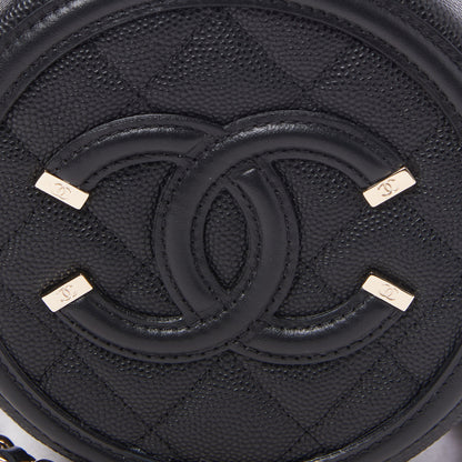 Chanel Caviar Quilted Round Filigree Crossbody Black 6 of 10