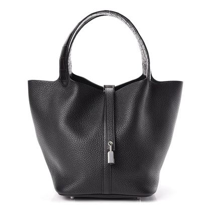 Hermes Taurillon Clemence Matte Alligator Picotin Lock Touch 22 MM Black 1 of 10