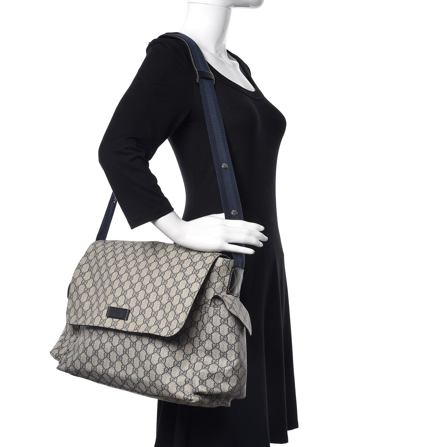 Gucci GG Plus Monogram Messenger Diaper Bag Navy 2 of 17