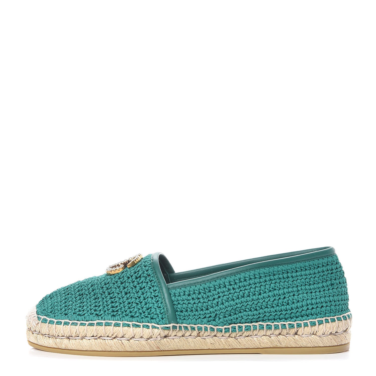 Gucci Cotton Crochet Pearly GG Marmont Espadrilles 39 Emerald 1 of 10