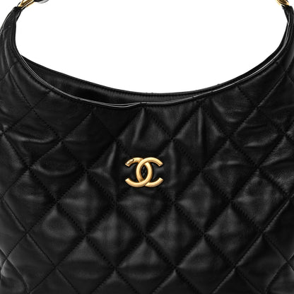 Chanel Lambskin Quilted Large CC Funky Town Hobo Black 8 of 10