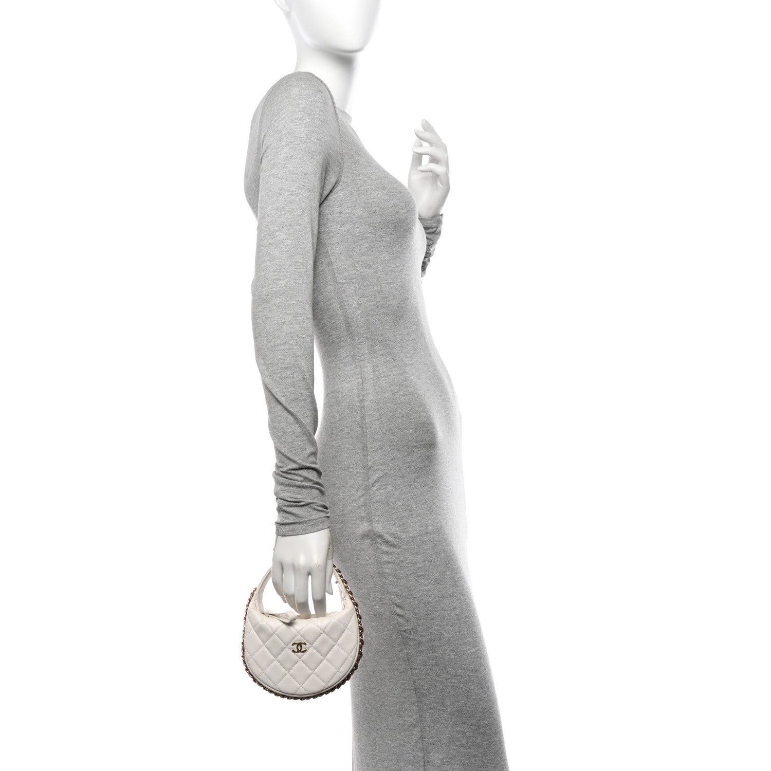 Chanel Lambskin Quilted Chain Around Pouch Hobo White 2 of 10