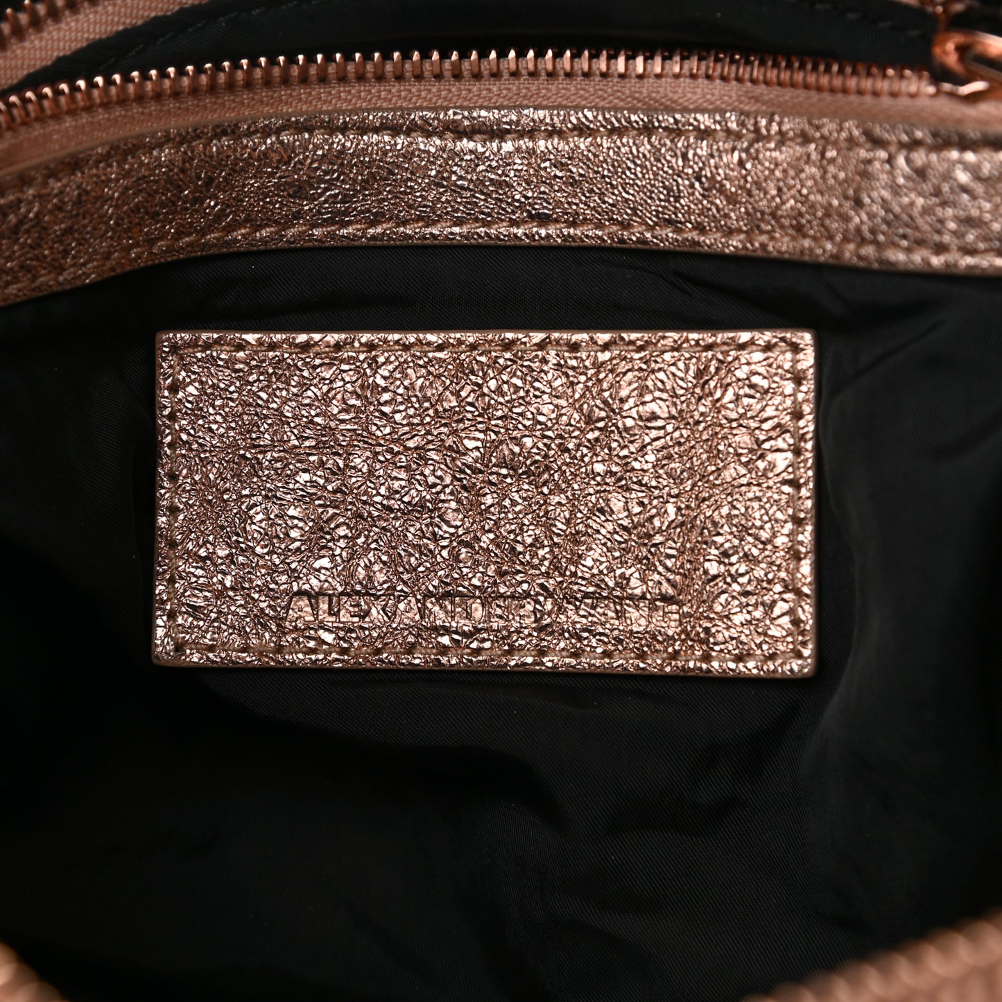 Crinkled Metallic Goatskin Brenda Chain Rose Gold