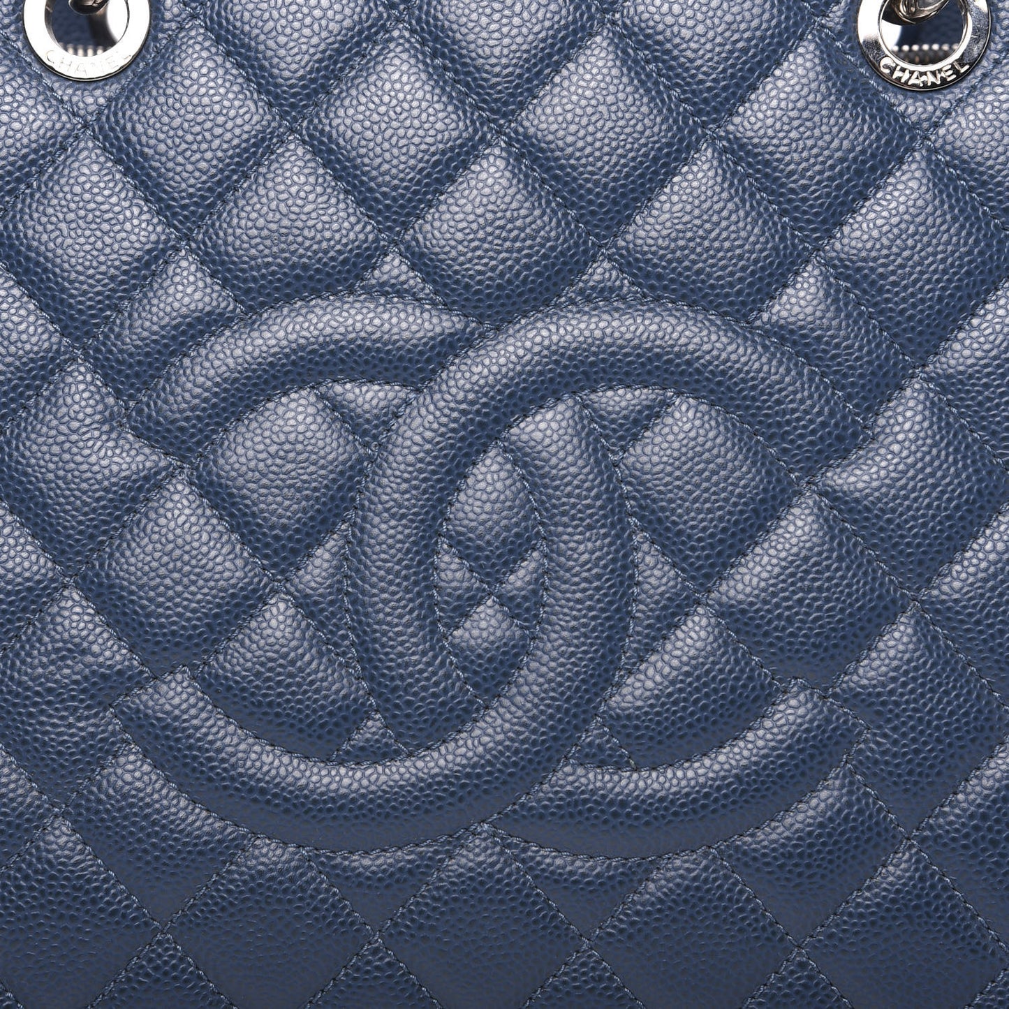 Caviar Quilted XL Grand Shopping Tote GST Navy Blue