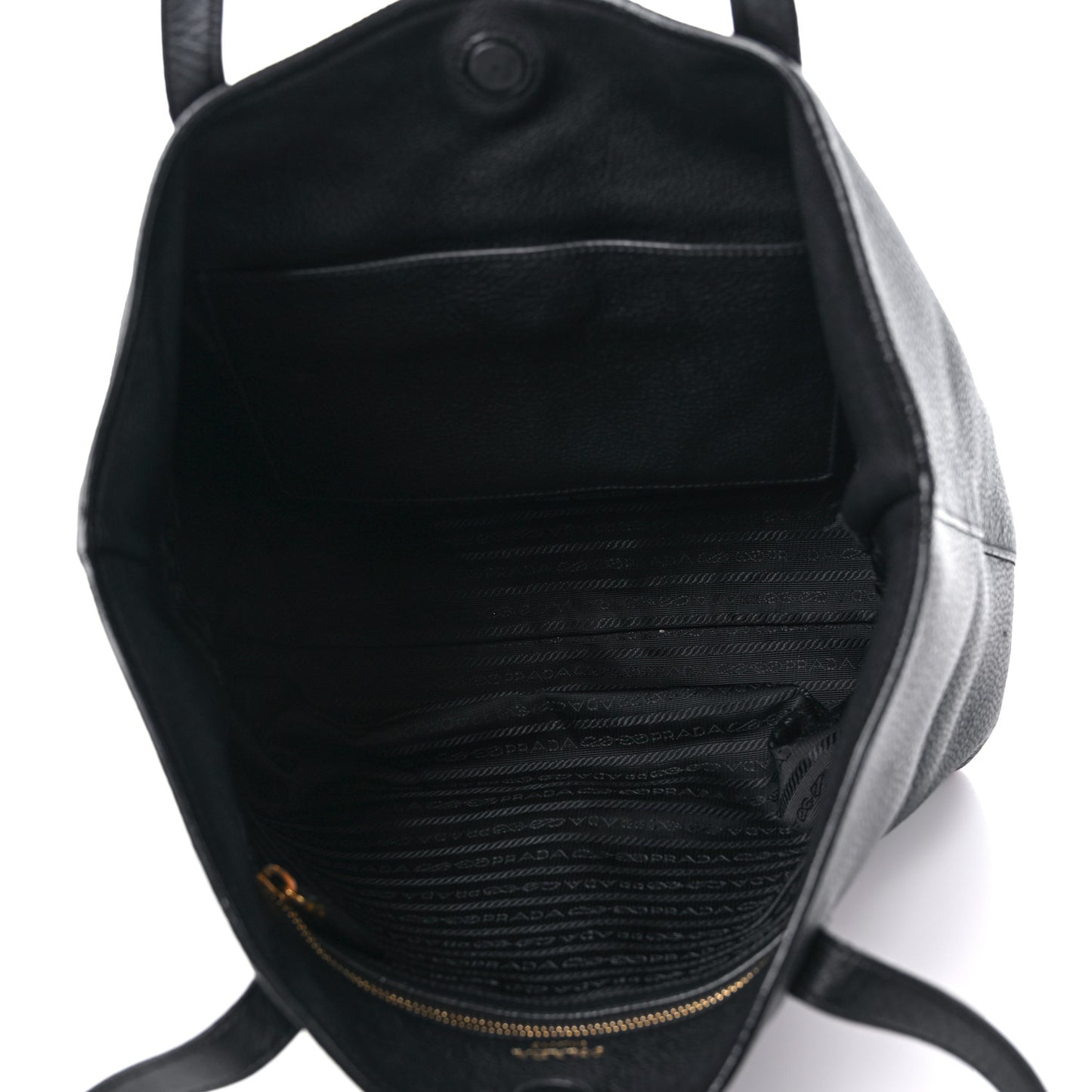 Vitello Daino Pocket Shopping Tote Black