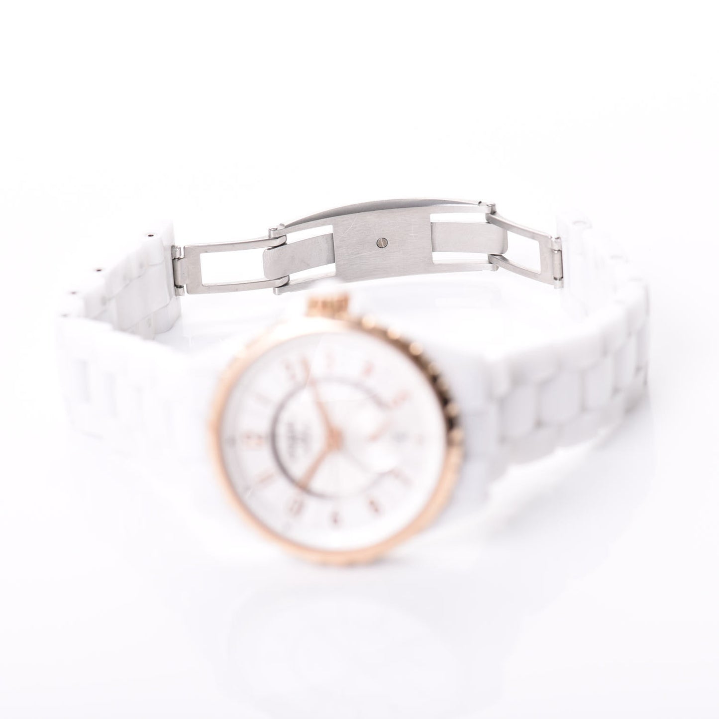 Stainless Steel 18K Beige Gold Ceramic 36.5mm J12 Automatic Watch White