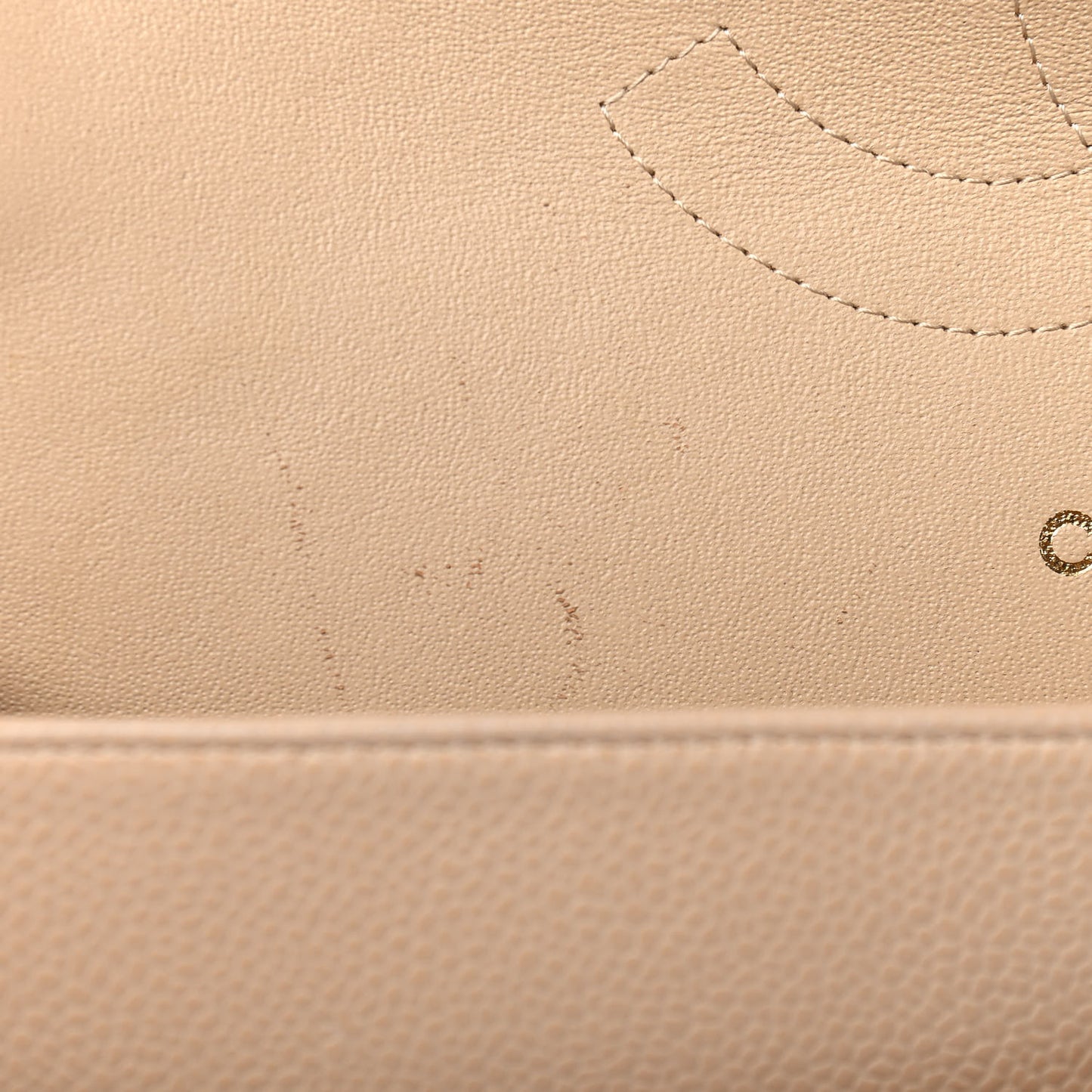 Caviar Quilted Jumbo Double Flap Beige Clair