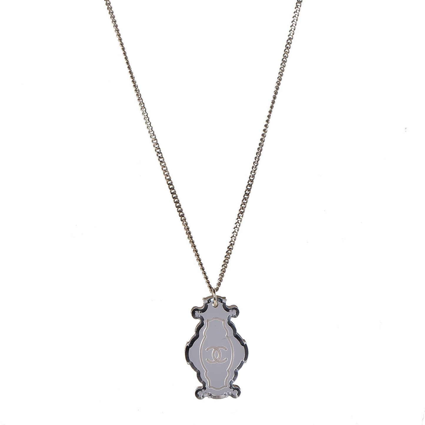 Mirror CC Pendant Necklace Gold