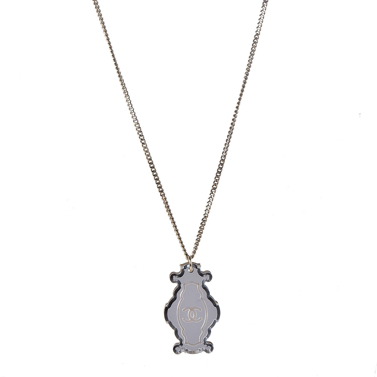 Chanel Mirror CC Pendant Necklace Gold 1 of 6