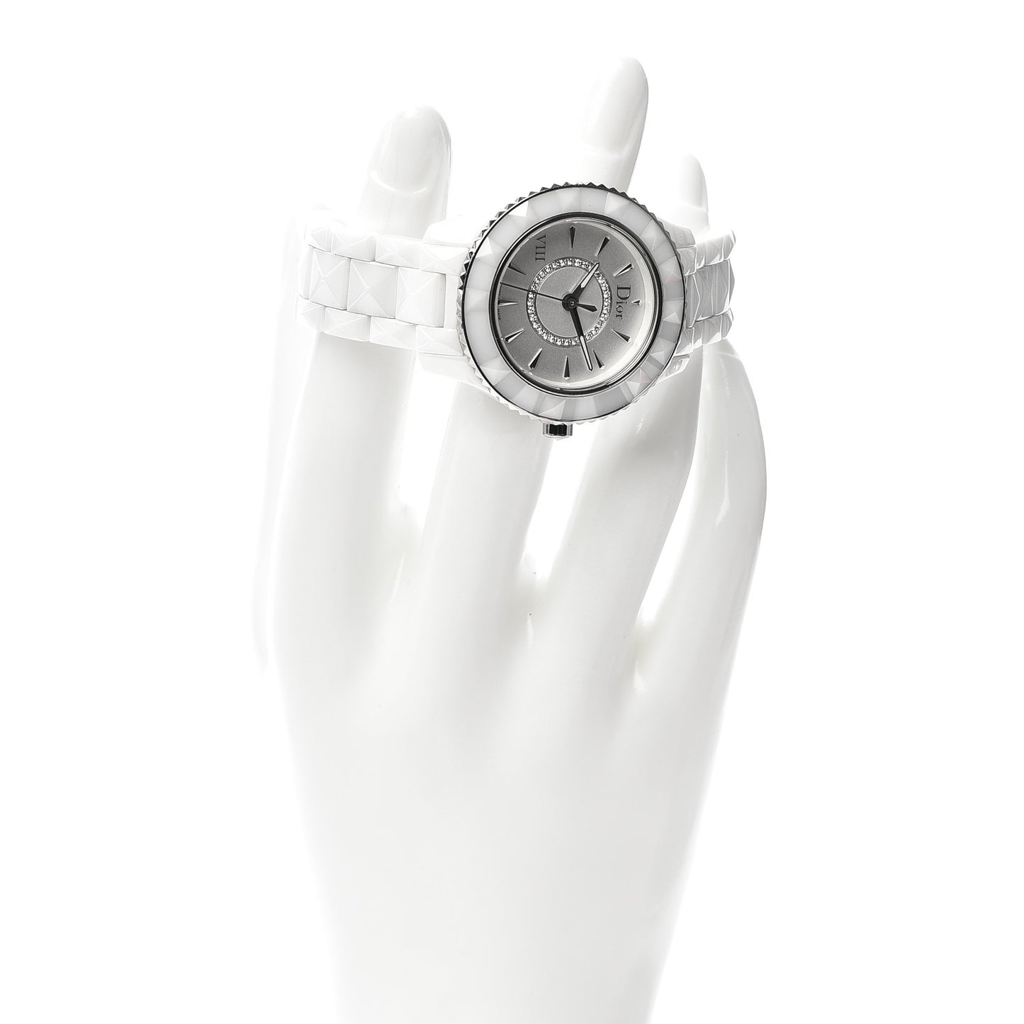 Stainless Steel Ceramic Diamond 33mm Dior VIII Automatic Watch White