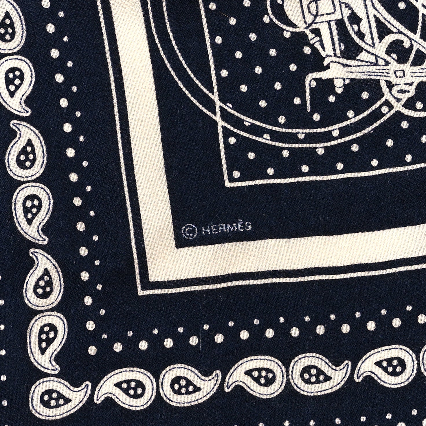 Hermes Cashmere Silk Ex Libris Bandana Scarf 55 Blue White 3 of 4