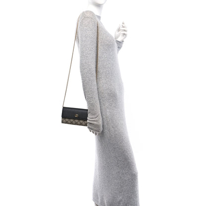 Gucci Dollar Calfskin GG Supreme Monogram Petite GG Marmont Wallet Chain Bag Black Beige Ebony 2 of 9