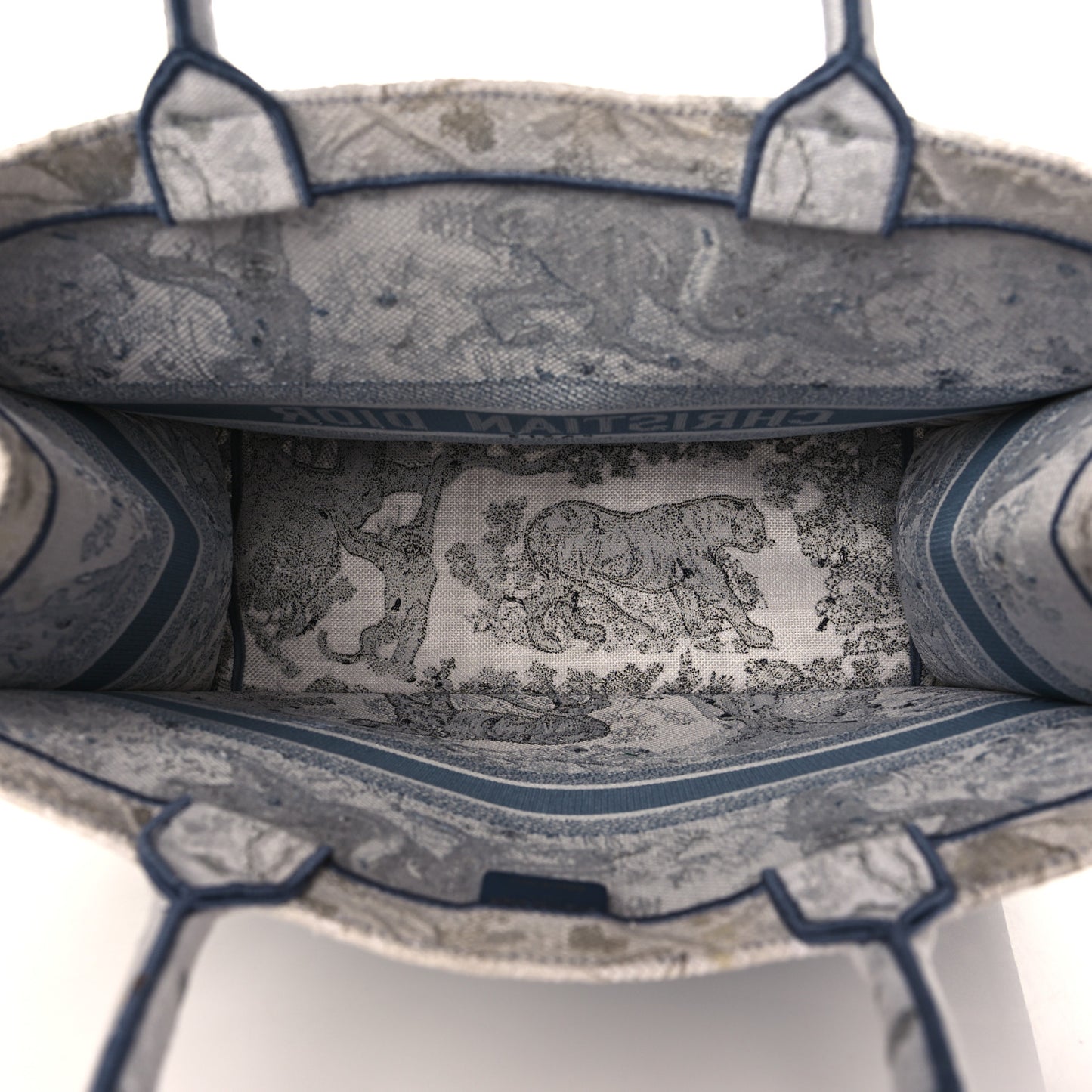 Gradient Canvas Embroidered Large Dioriviera Toile De Jouy Book Tote Blue