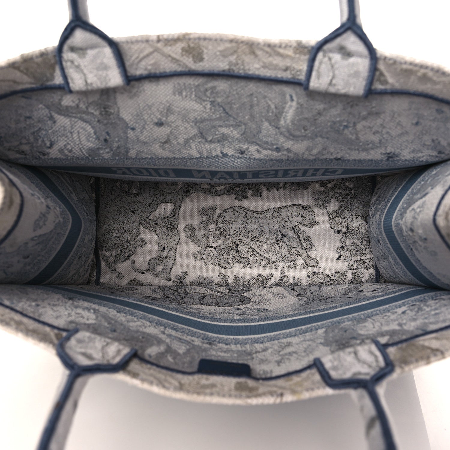 Christian Dior Gradient Canvas Embroidered Large Dioriviera Toile De Jouy Book Tote Blue 5 of 10