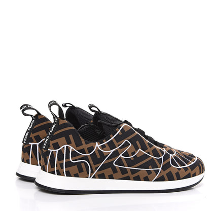 Fendi Stretch Fabric FFreedom Sneakers 36 Tobacco Black White 4 of 8