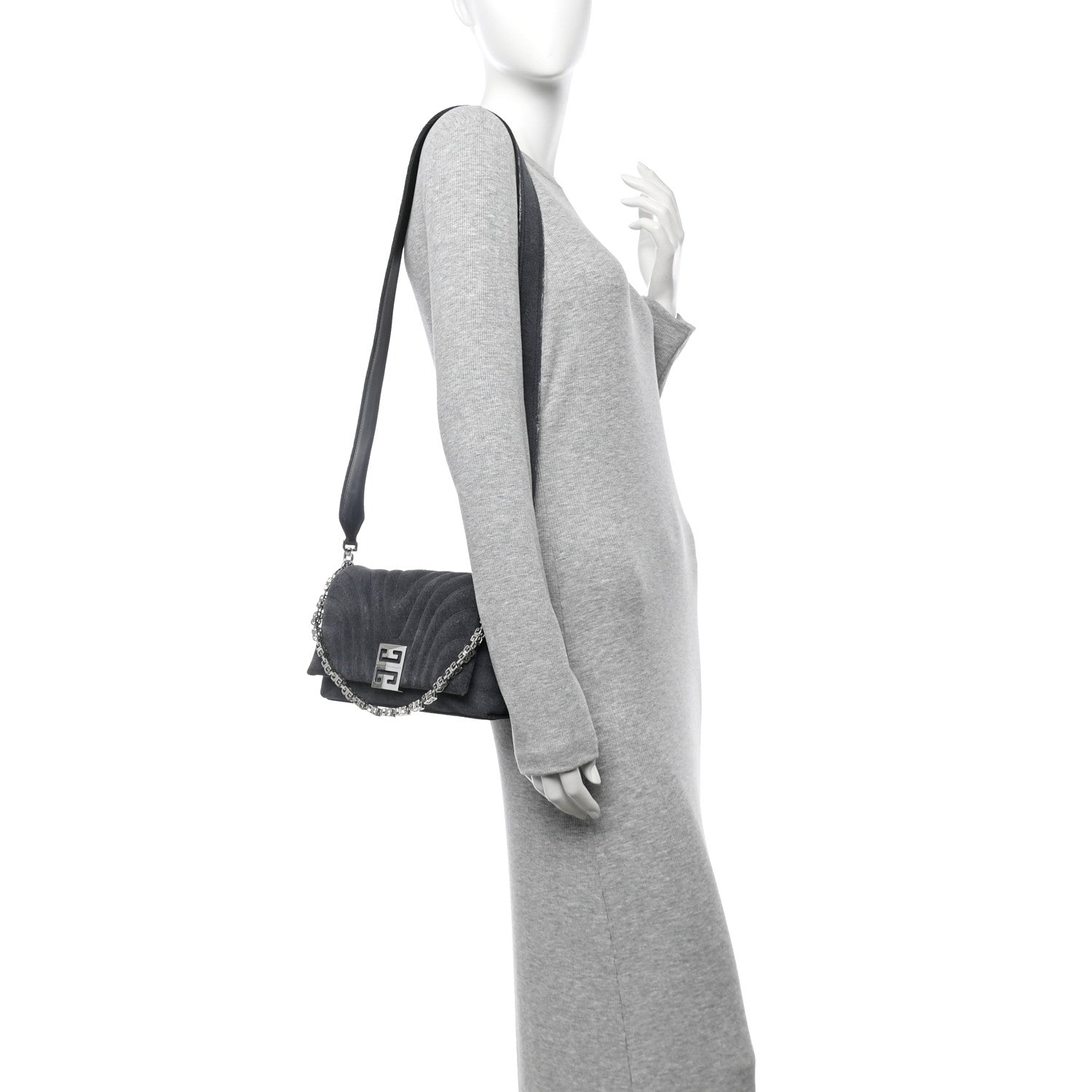 Givenchy Distressed Denim Quilted Small 4G Shoulder Bag Black 2 of 11