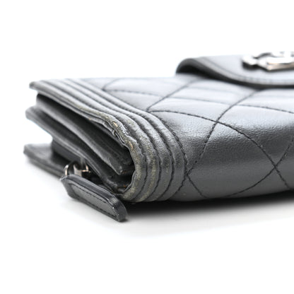 Chanel Lambskin Quilted Boy Zip Pocket Wallet Dark Grey 5 of 5