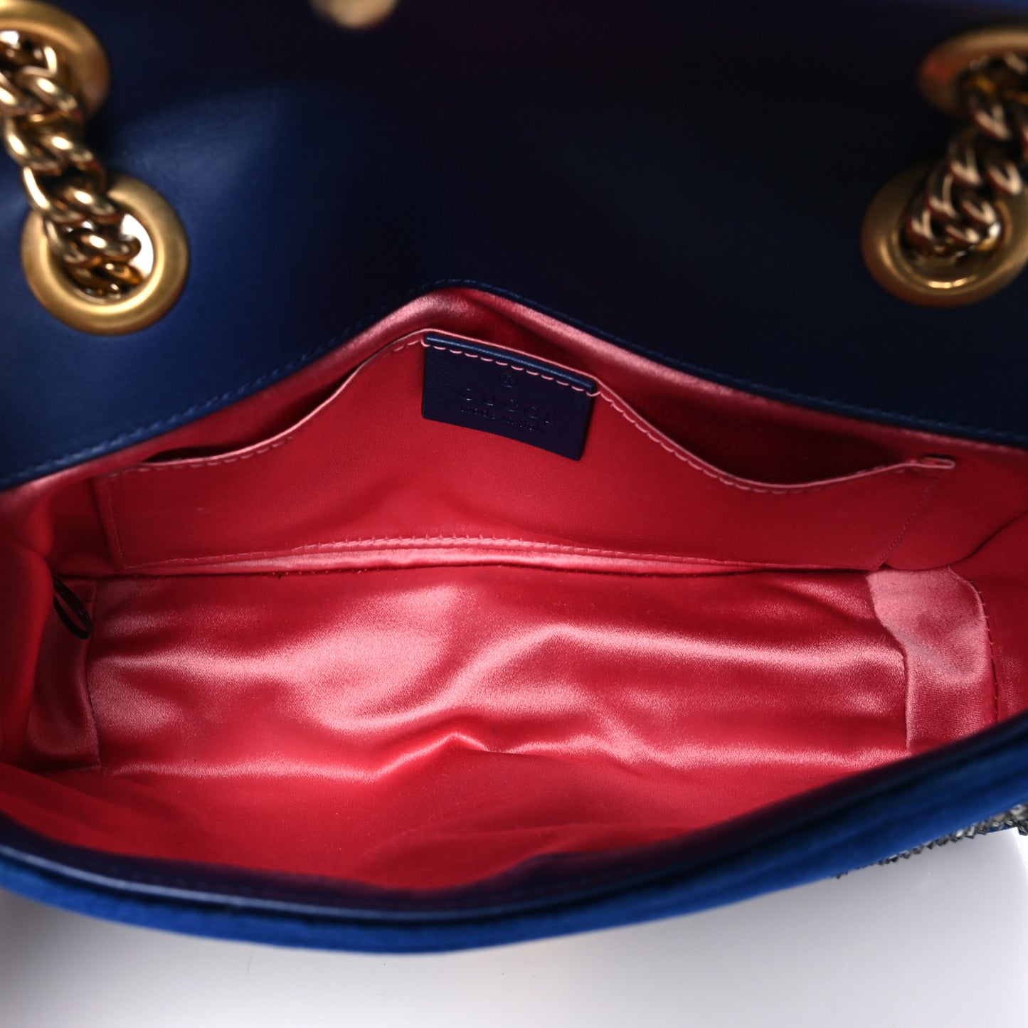 Velvet Matelasse Embroidered Mini GG Marmont Shoulder Bag Cobalt Blue