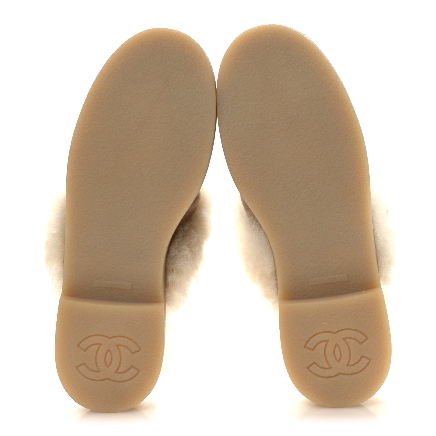Chanel Suede Shearling CC Cap Toe Mules 39 Beige Black 7 of 10