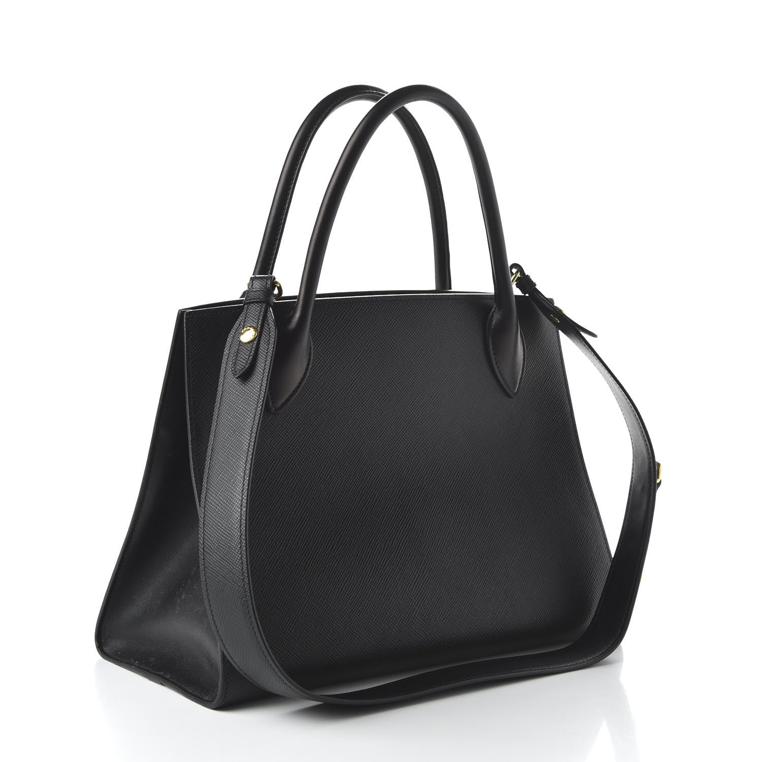 Prada Saffiano Cuir Calfskin Medium Monochrome Top Handle Tote Black 4 of 10