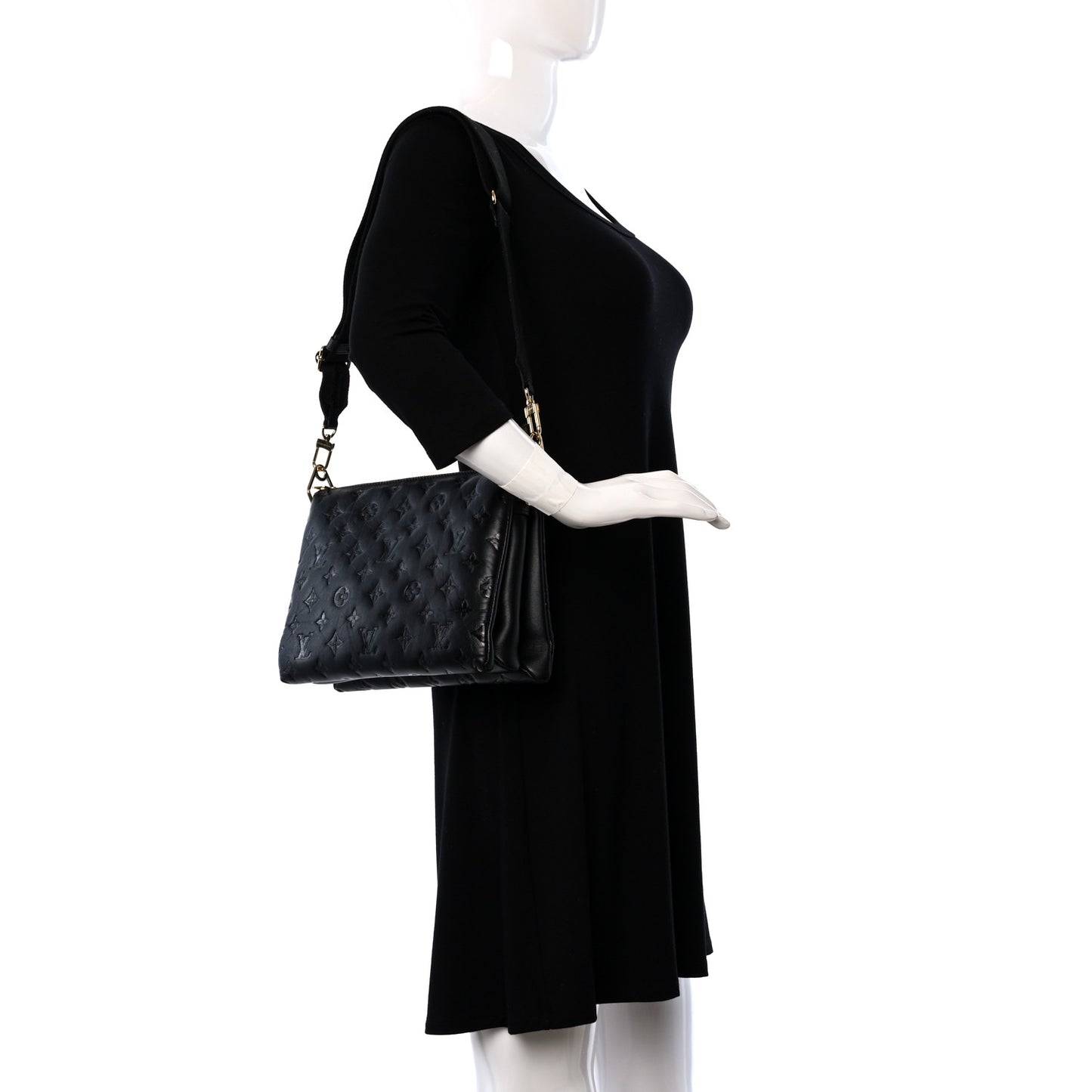 Lambskin Embossed Monogram Coussin PM Black