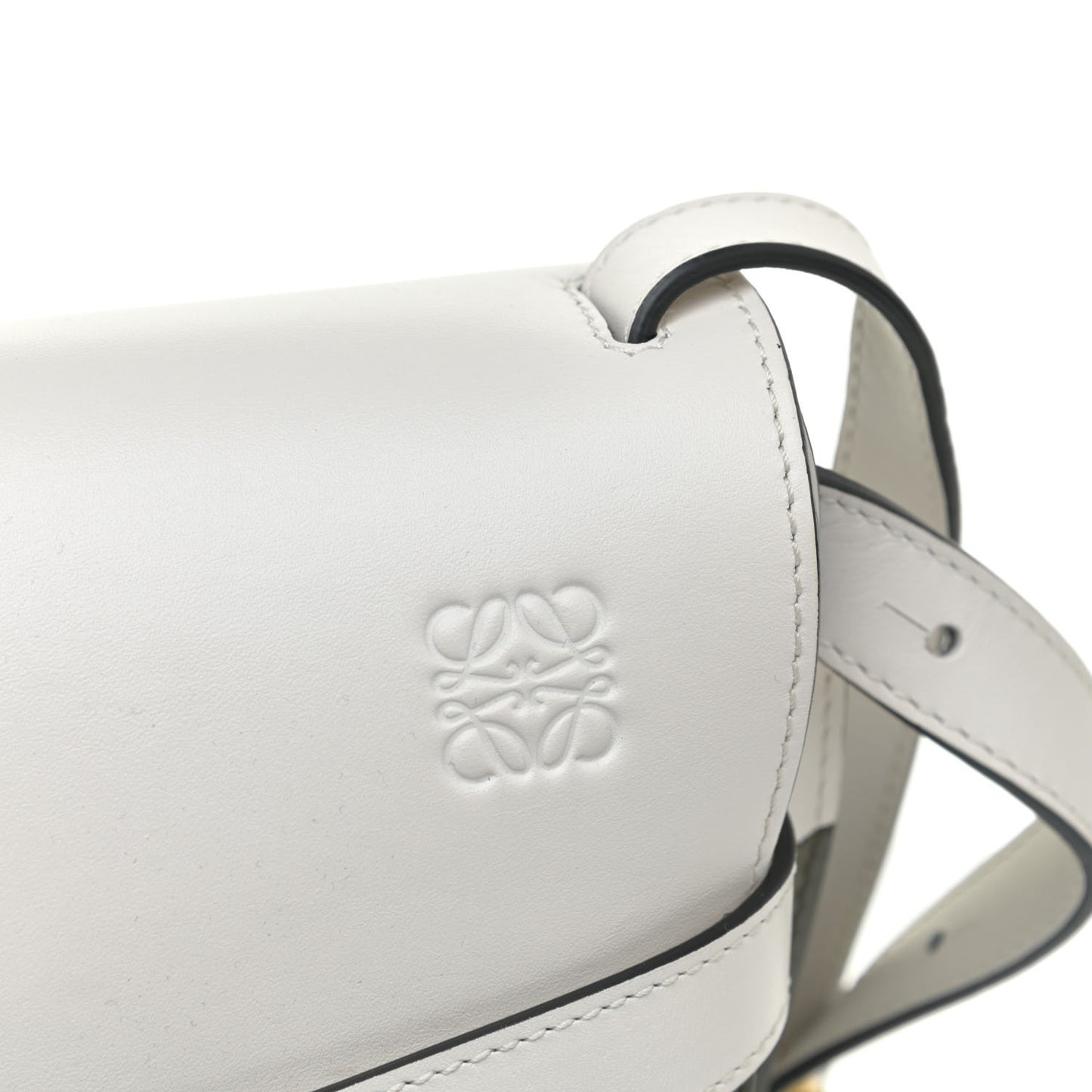 Calfskin Small Gate Crossbody Bag Khaki Green Soft White