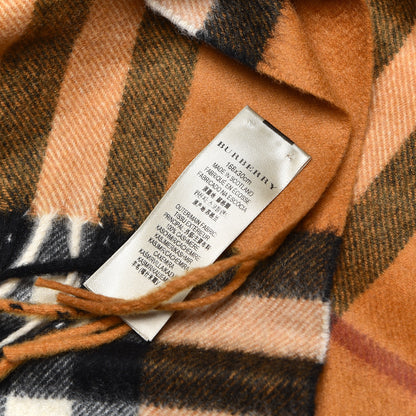 Burberry Cashmere Giant Check Fringe Scarf Camel 4 of 5