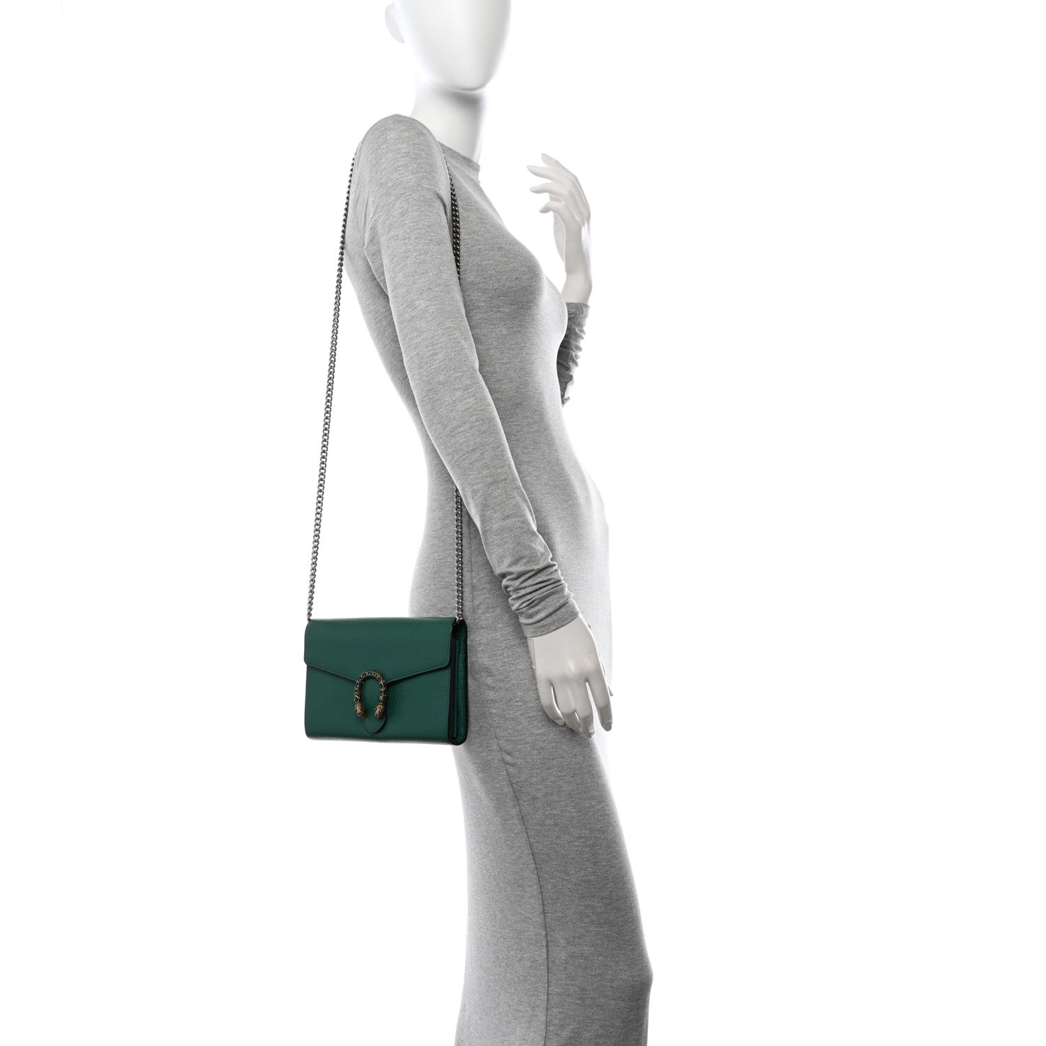 Gucci Calfskin Mini Dionysus Chain Wallet Emerald 2 of 10
