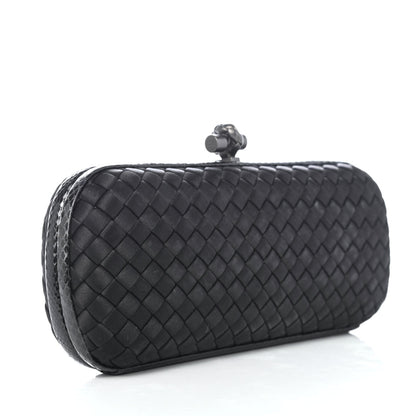 Bottega Veneta Satin Ayers Intreccio Impero Stretch Knot Clutch Black 2 of 4