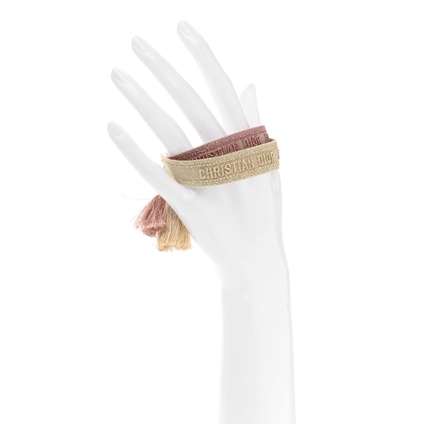 Woven Cotton J'Adior Friendship Bracelet Set Gold Pink