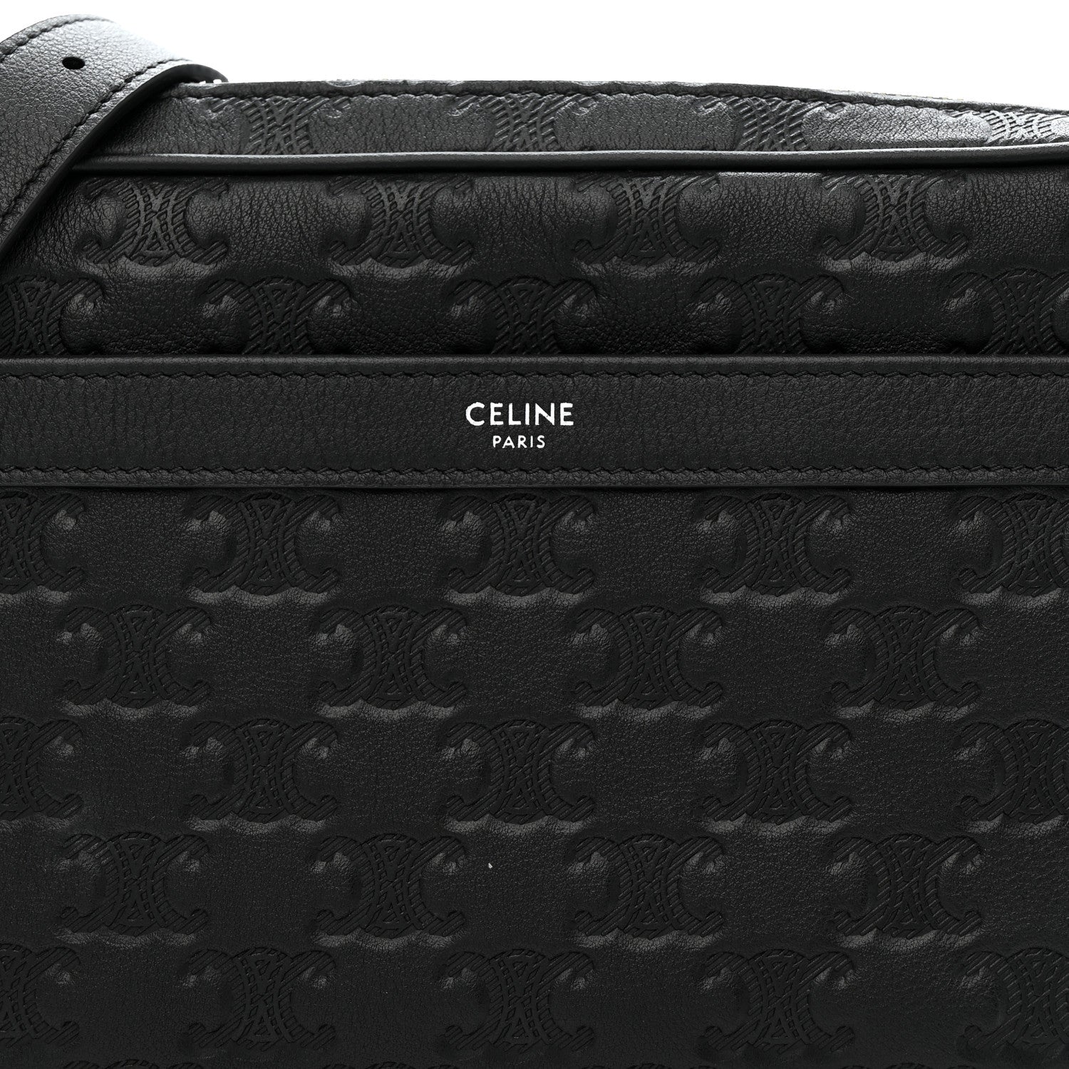 Celine Calfskin Triomphe Embossed Medium Messenger Bag Black 8 of 11