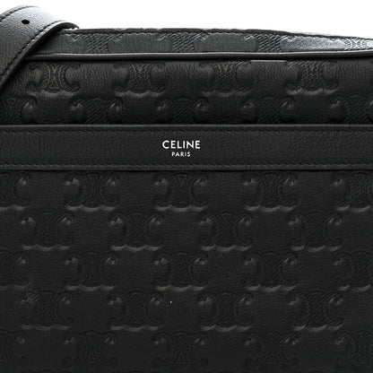 Celine Calfskin Triomphe Embossed Medium Messenger Bag Black 8 of 11