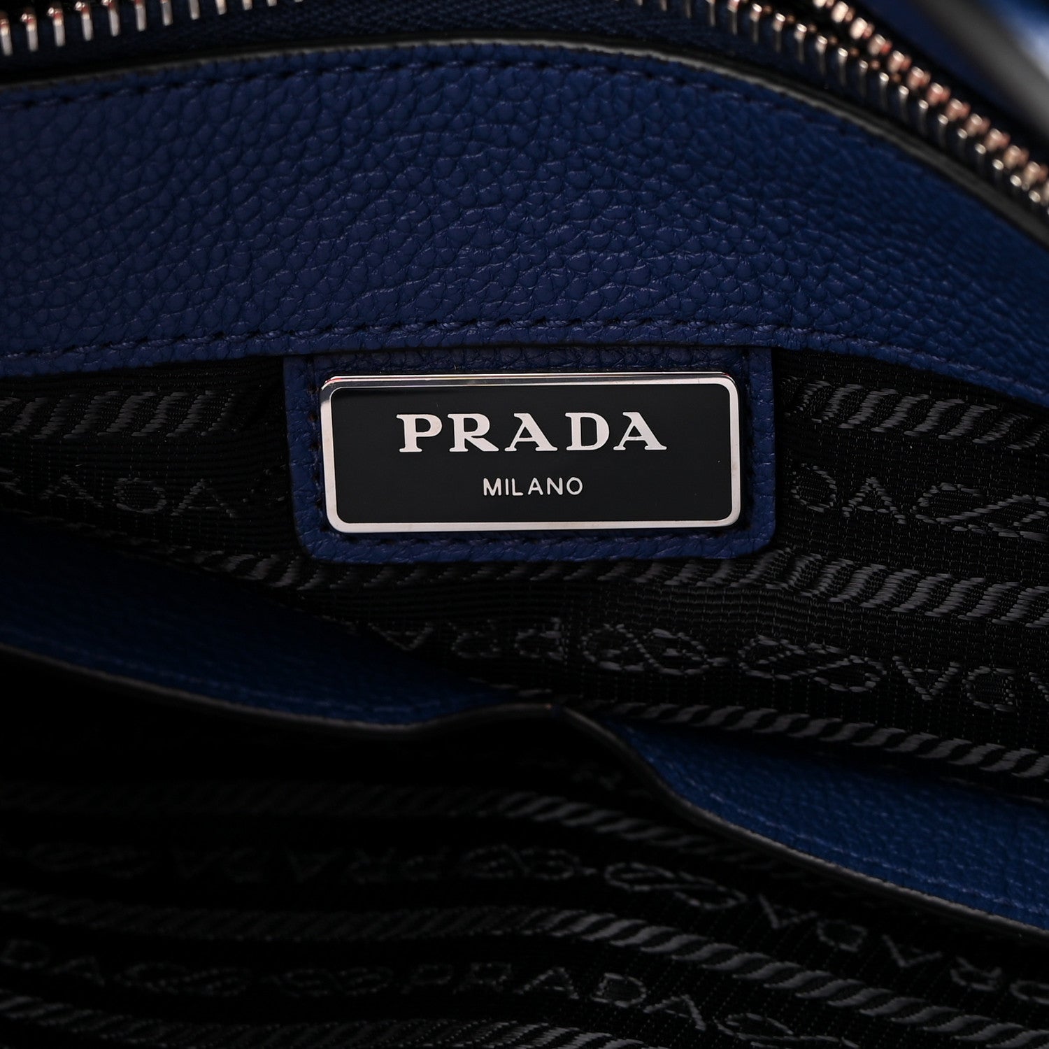 Prada Vitello Daino Shopping Tote Blue 6 of 13