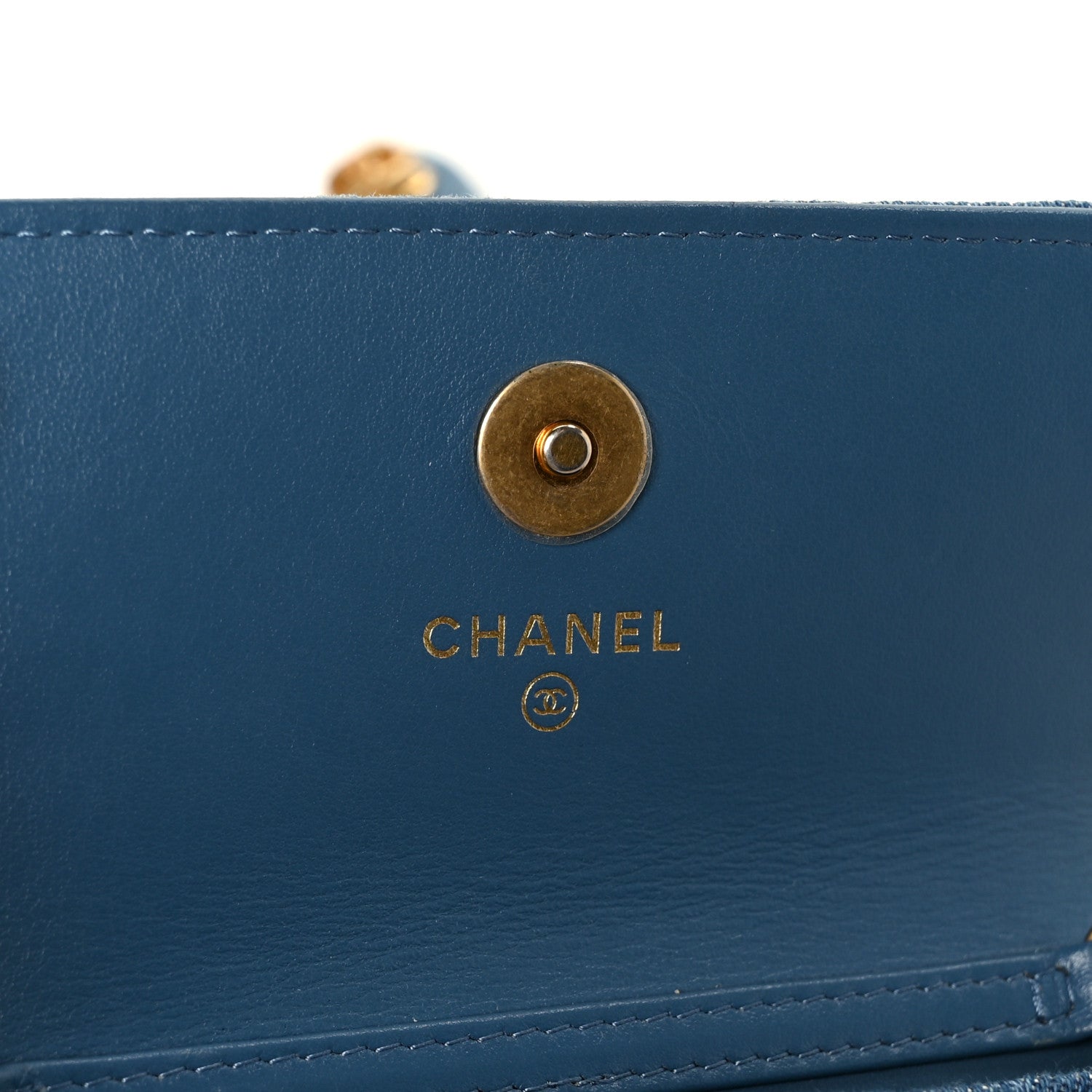 Chanel Denim Quilted CC Pearl Crush Clutch With Chain Blue 6 of 11