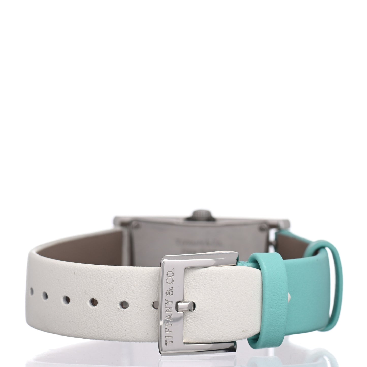 Stainless Steel Calfskin 22mm East West 2-Hand Quartz Watch Tiffany Blue