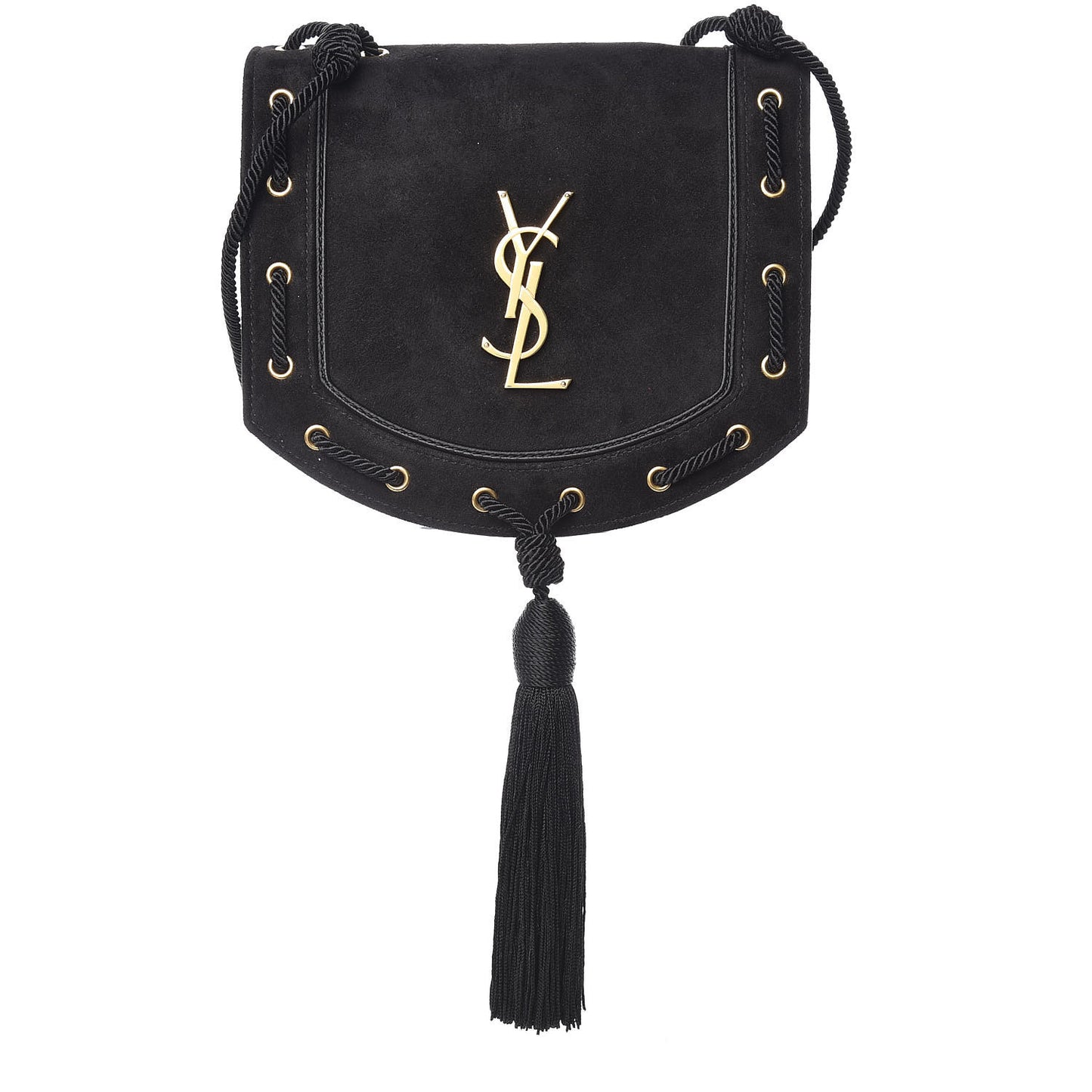 Suede Medium Monogram Fetish Satchel Black