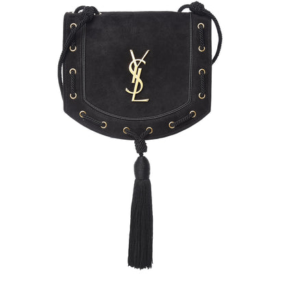 Saint Laurent Suede Medium Monogram Fetish Satchel Black 1 of 7