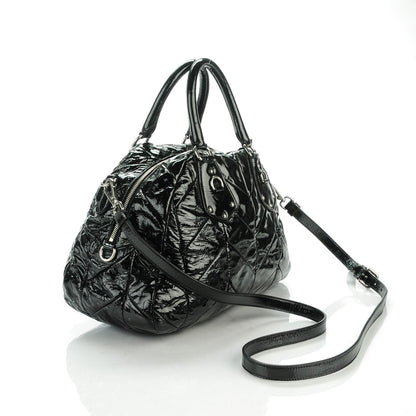 Prada Vernice Chevron Dome Satchel Black 3 of 8