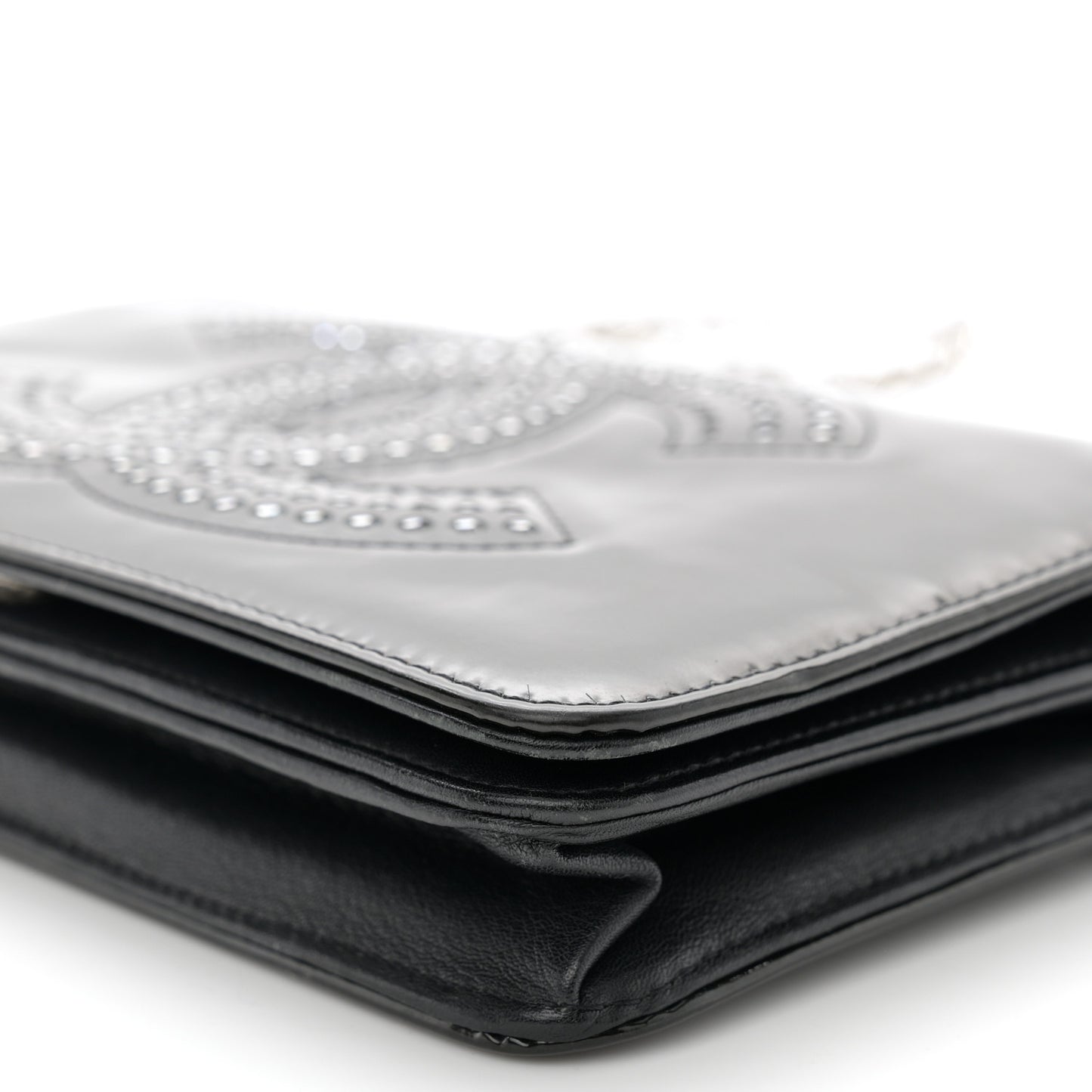 Patent Strass Wallet On Chain WOC Black