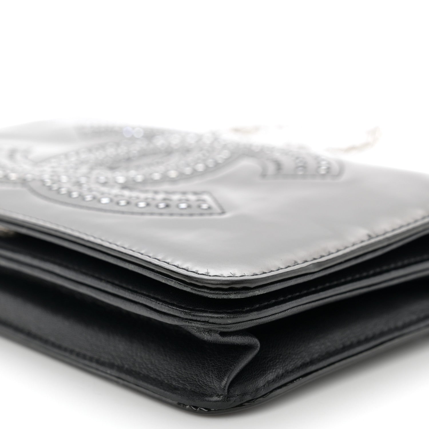 Chanel Patent Strass Wallet On Chain WOC Black 11 of 11