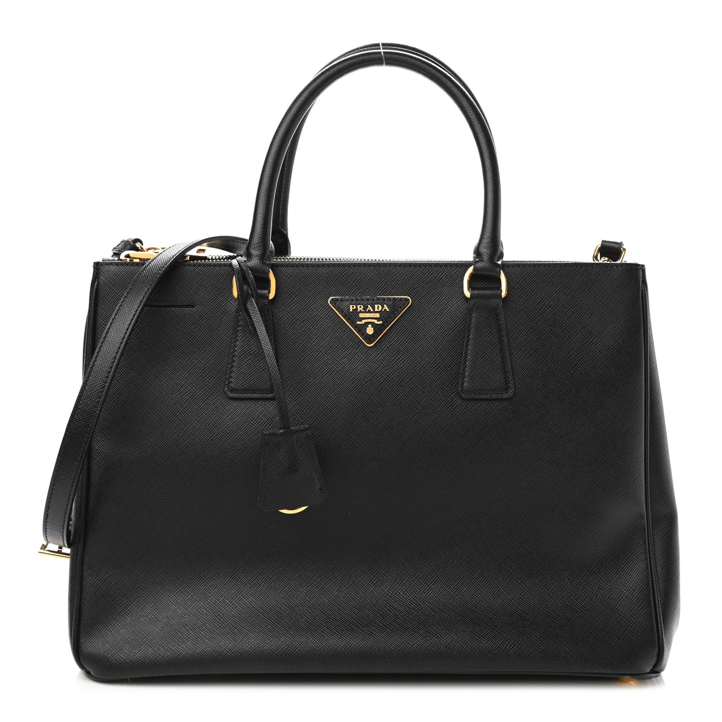 Saffiano Medium Galleria Double Zip Tote Black