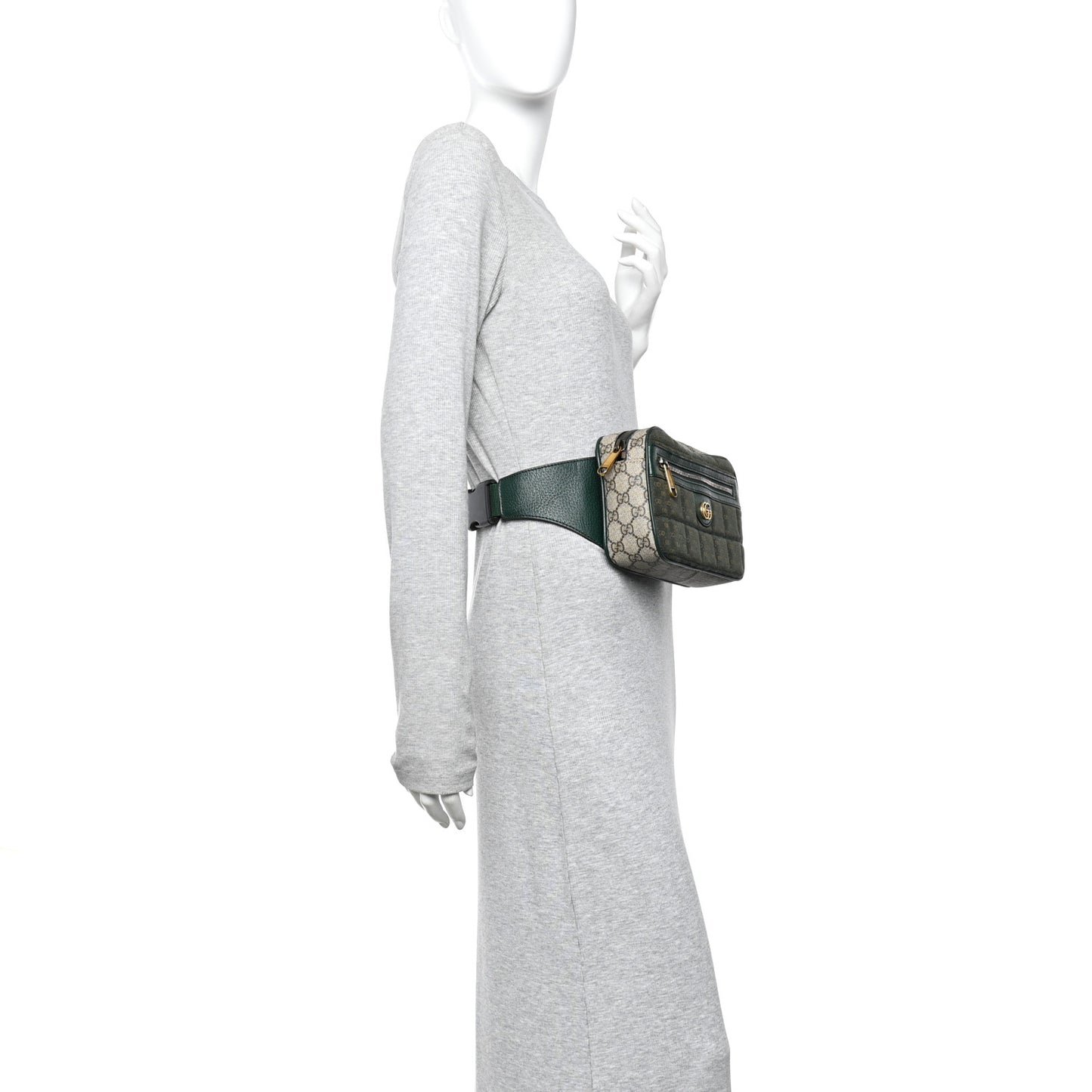 Monogram GG Mignon Textured Dollar Calfskin GG Supreme Monogram Quilted Mini GG Belt Bag Green Beige Ebony