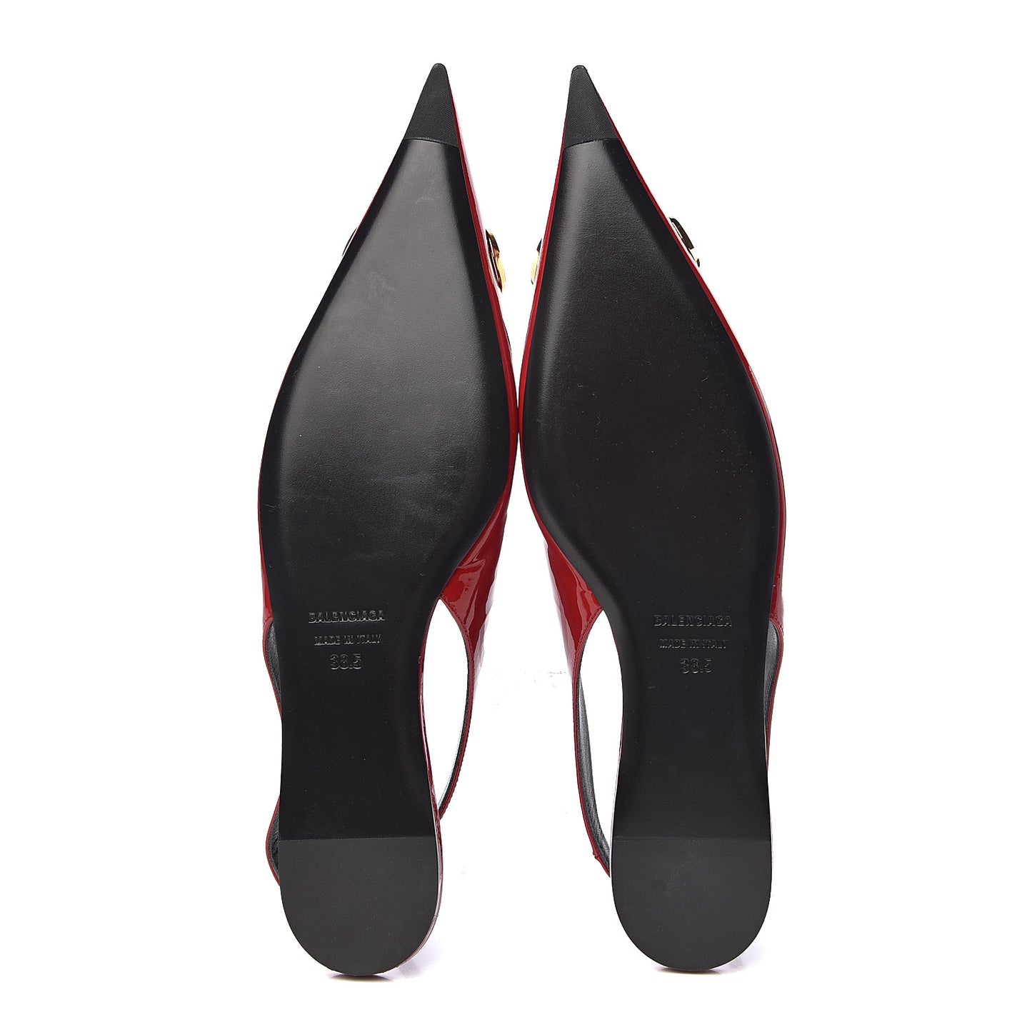 Patent BB Knife Pointy Toe Slingback Flats 38.5 Rouge Cardinal