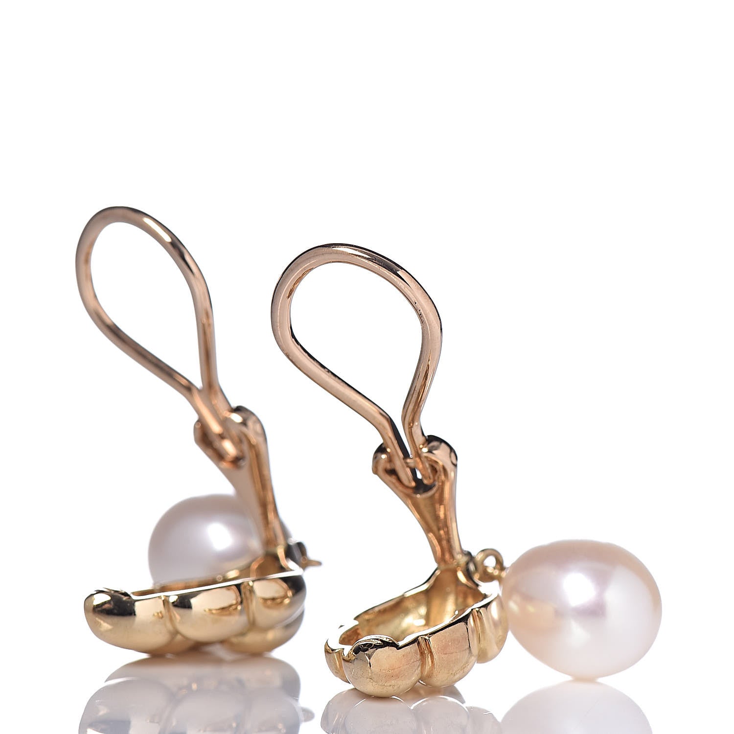Mikimoto 18K Yellow Gold 8-8.5mm Pearl Drop Ear Clip Earrings 3 of 4