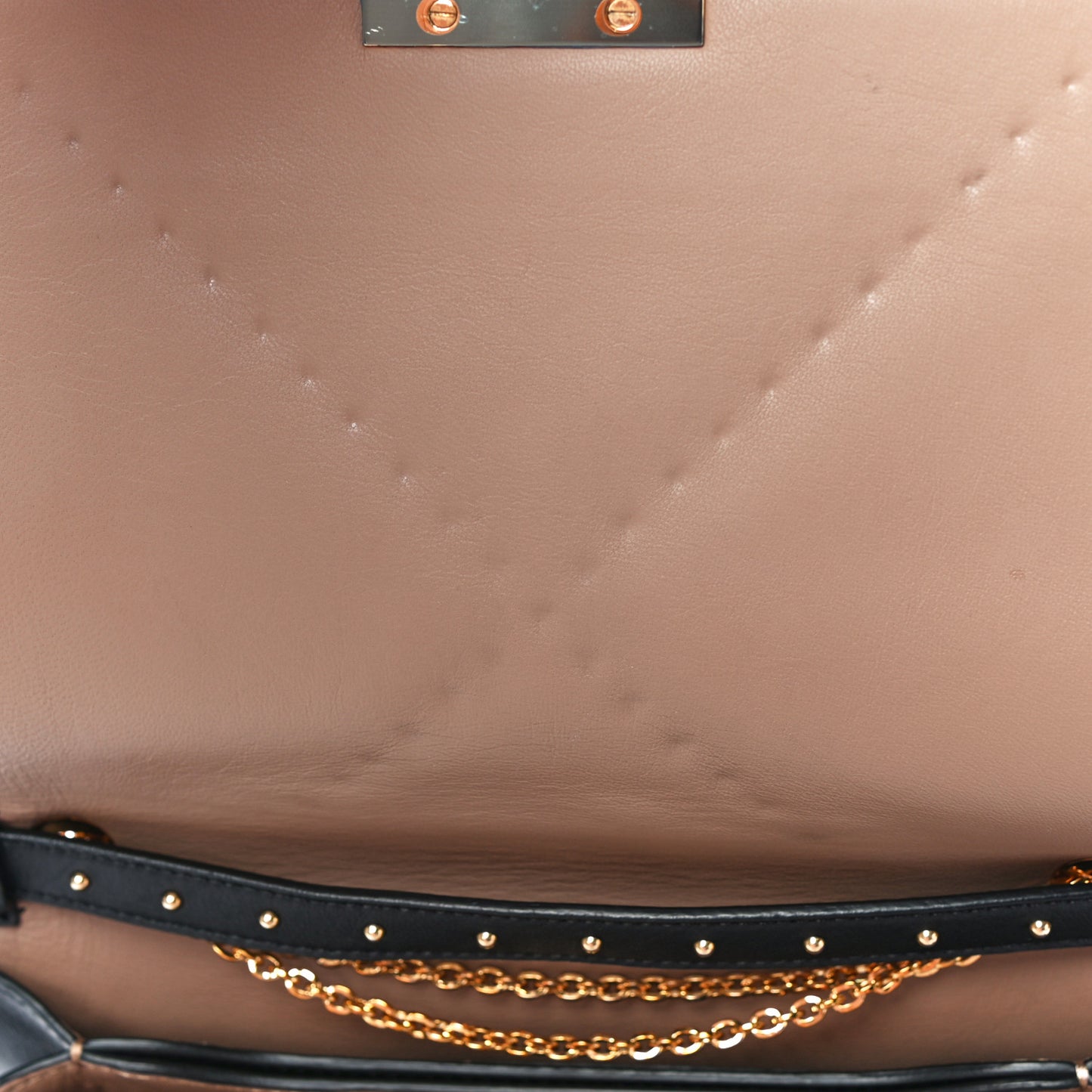 Calfskin Studded Colorblock Patchwork Shoulder Bag Multicolor