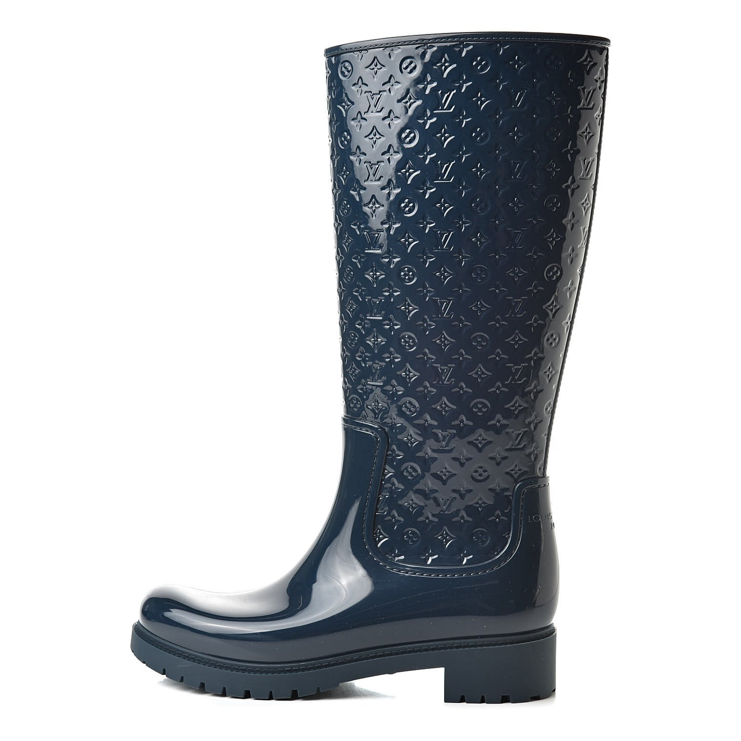 Rubber Embossed Monogram Splash Rain Boots 41 Blue
