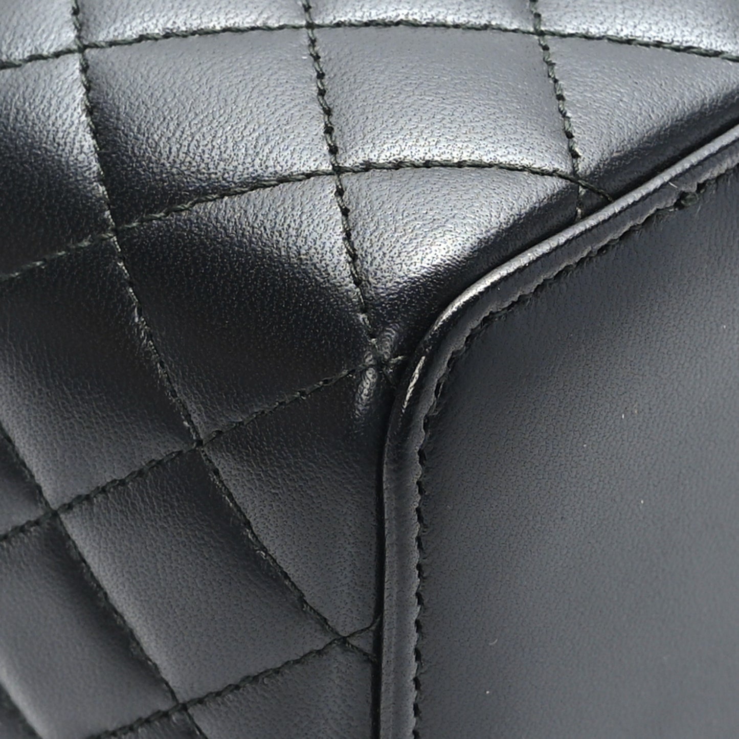 Lambskin Quilted Top Handle Jewelry Case Black