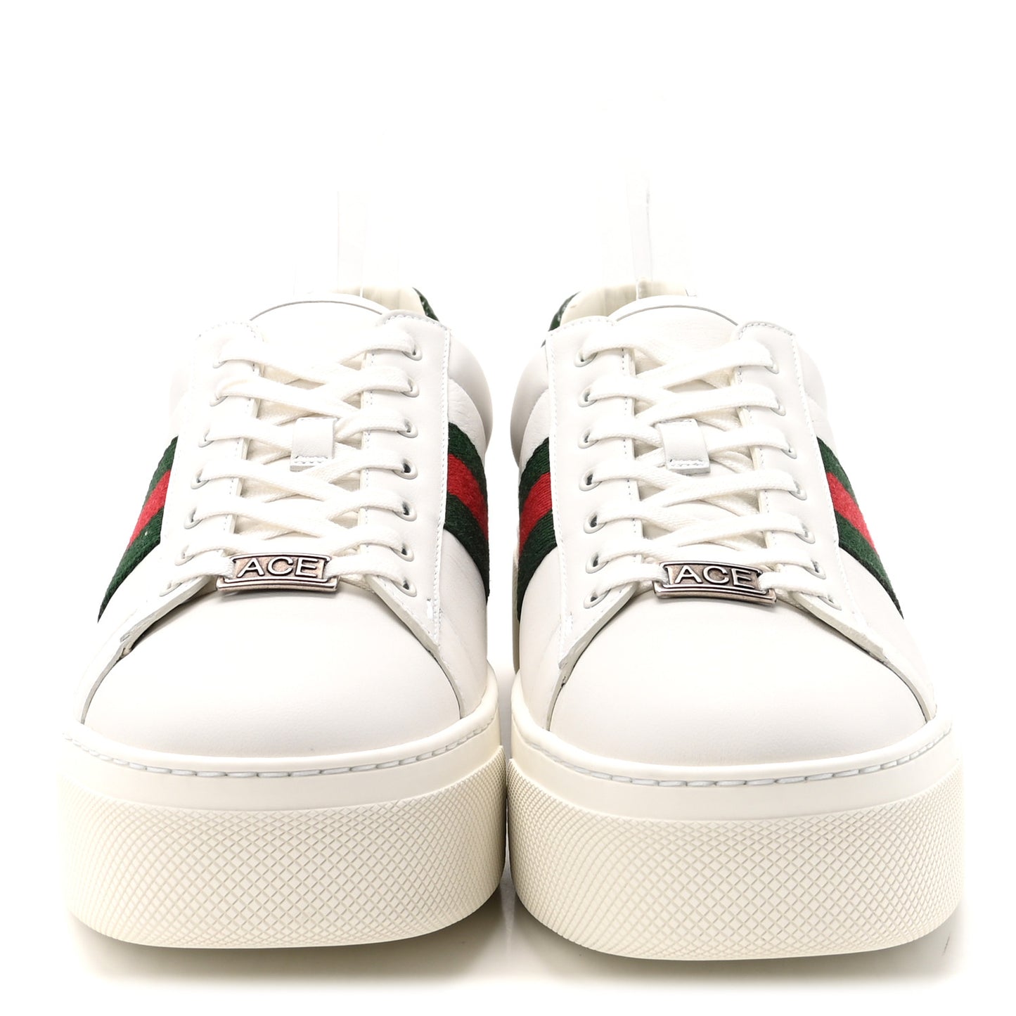 Ultralight Plume Calfskin Web Womens Ace Platform Sneakers 39.5 White