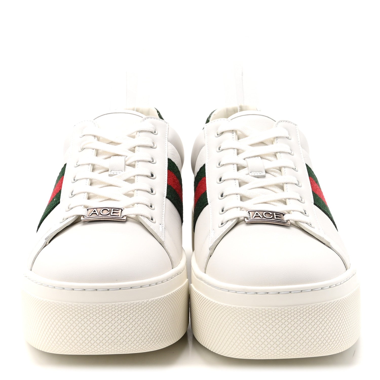 Gucci Ultralight Plume Calfskin Web Womens Ace Platform Sneakers 39.5 White 3 of 10