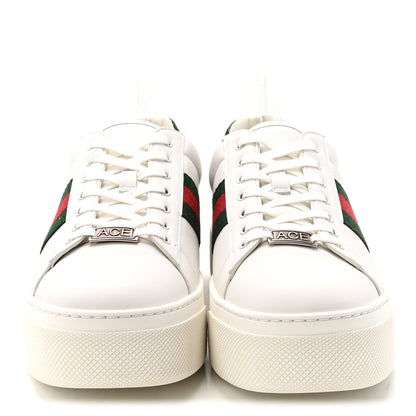 Gucci Ultralight Plume Calfskin Web Womens Ace Platform Sneakers 39.5 White 3 of 10